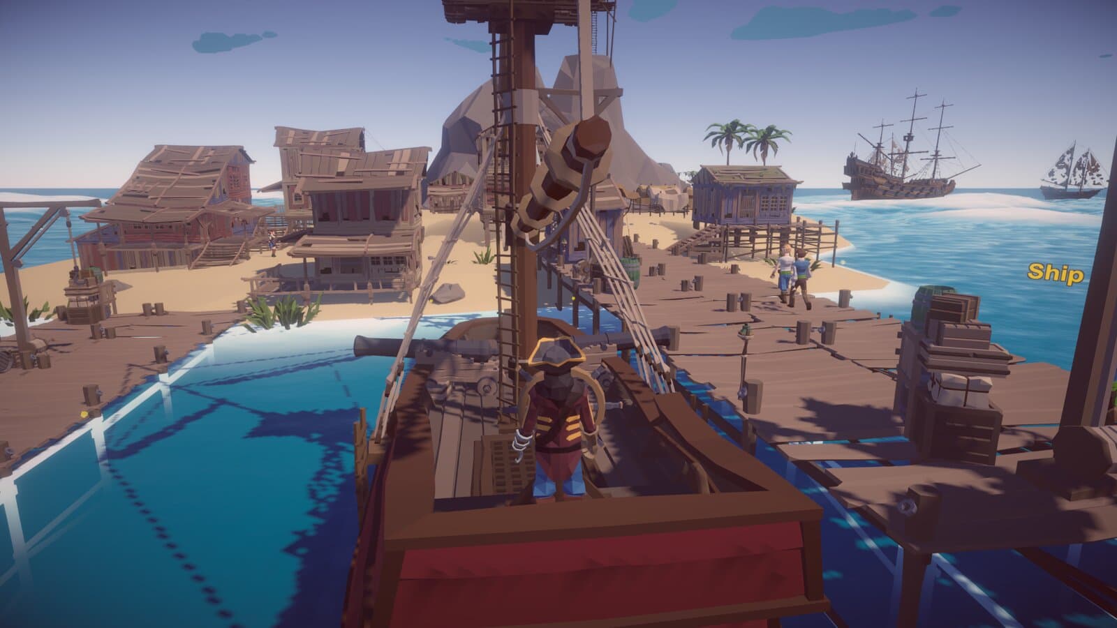 Sailing out of a busy port