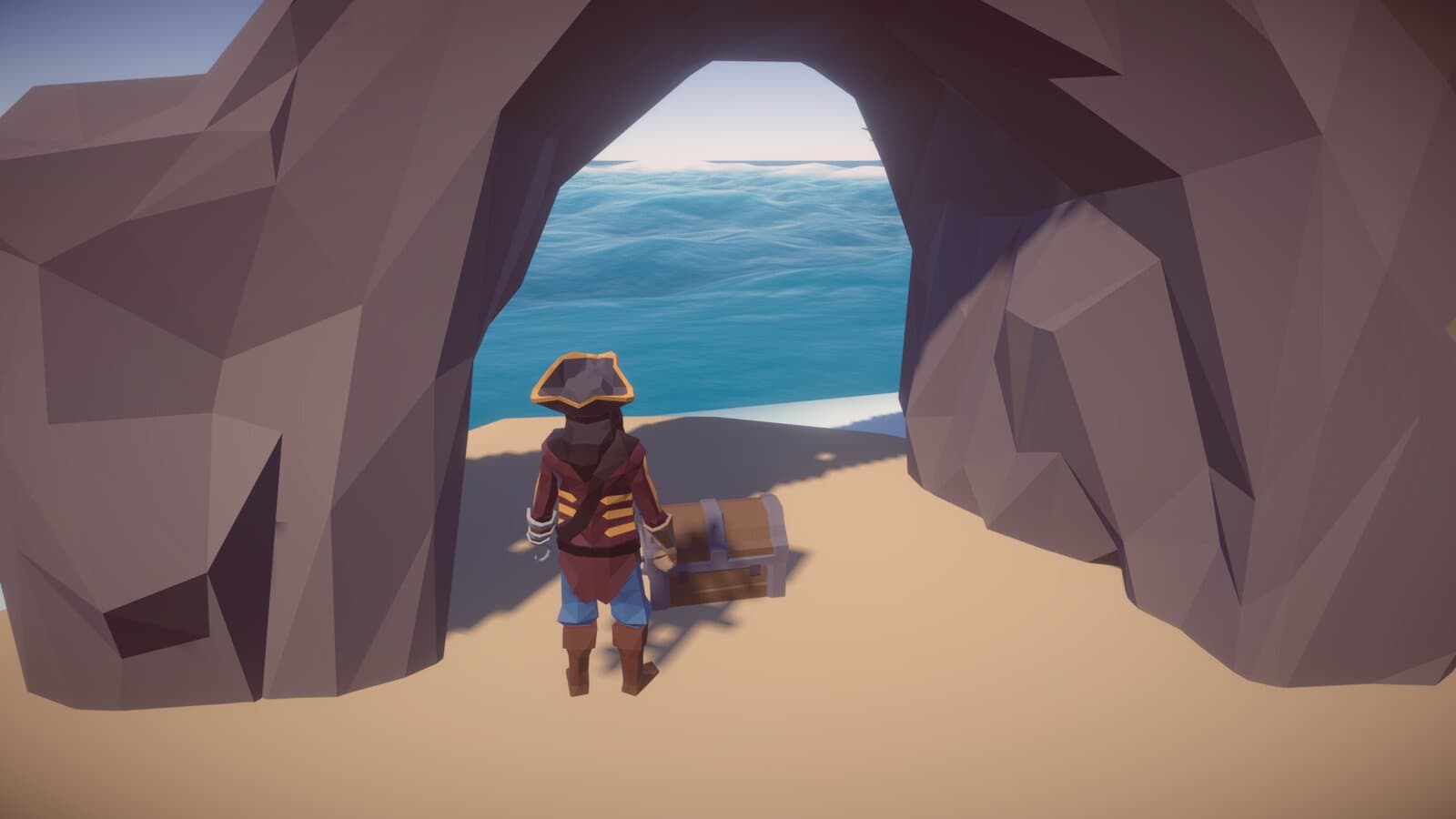 Exploring a sea cave on foot